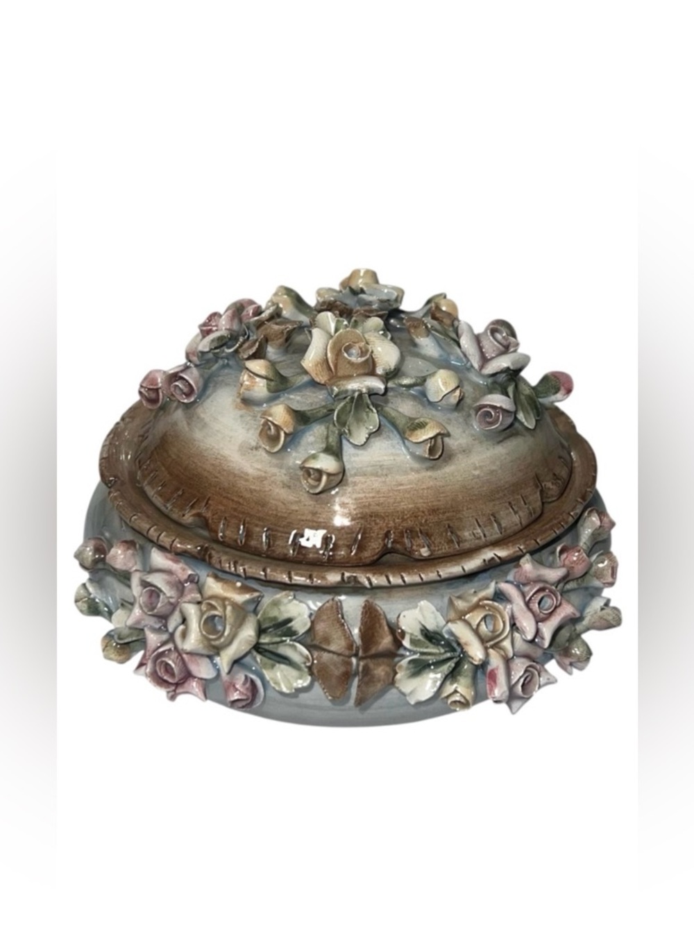 Capodimonte Visconti Mollica Italian Floral Trinket Box Original Foil Sticker 💐